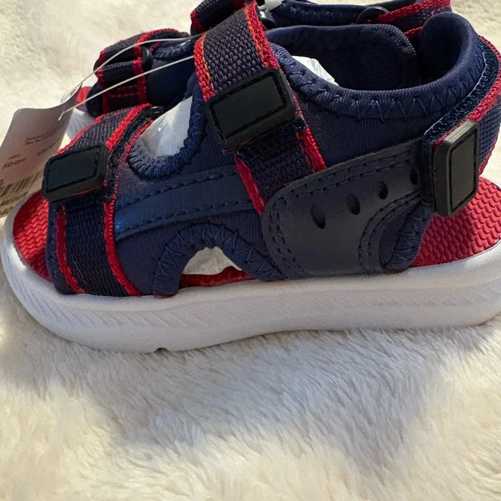 Navy and Red Sandals - Size 6 Medium